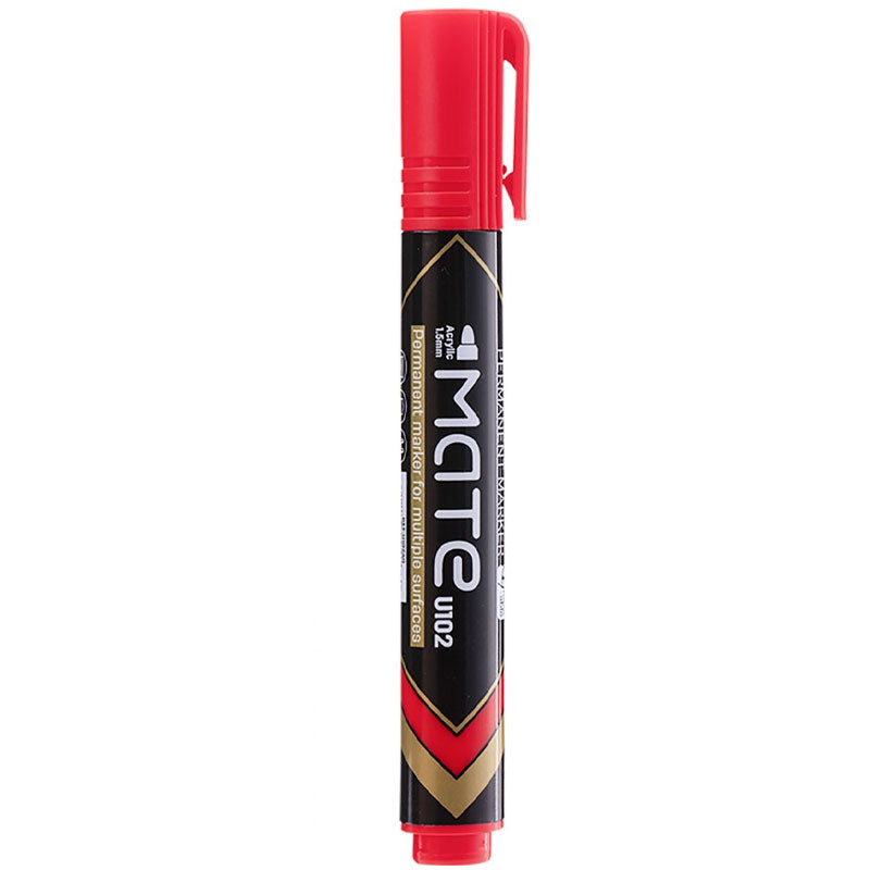 MARKER PERMANENT ROSU VARF ROTUND 1.5MM MATE DELI MARKER PERMANENT ROSU VARF ROTUND 1.5MM MATE DELI